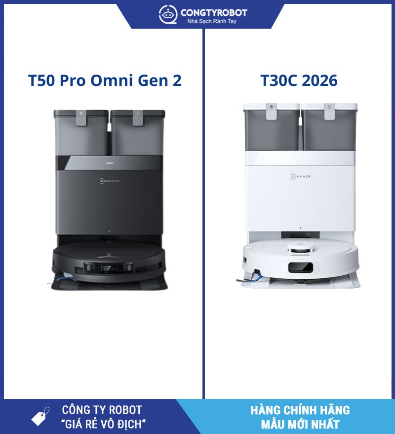 So sánh công nghệ lau: Deebot T50 Pro Gen 2 đối đầu T30c 2026