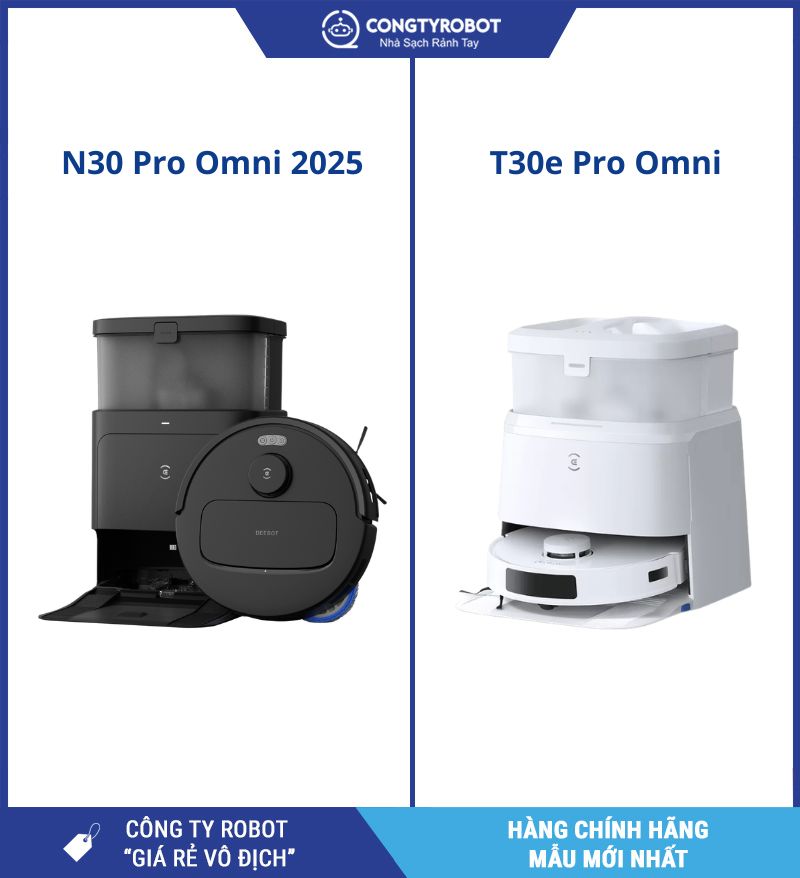 So sánh Ecovacs T30e Pro Omni và N30 Pro Omni 2025: Lực hút 11.000Pa