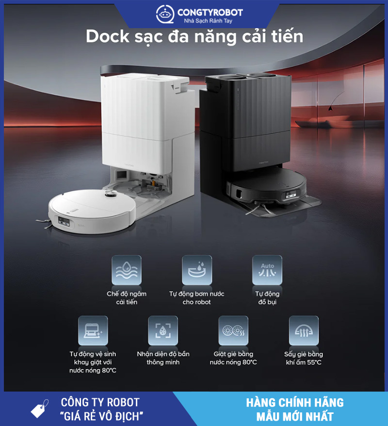 Roborock Qrevo Edge 2 – Dock Tự Động, Làm Sạch Thông Minh