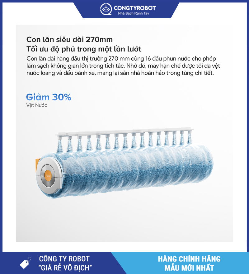 Con lăn Roborock Qrevo Edge 2 Flow dài 270 mm