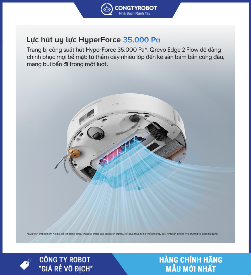 Lực hút HyperForce 35.000 Pa của Qrevo Edge 2 Flow