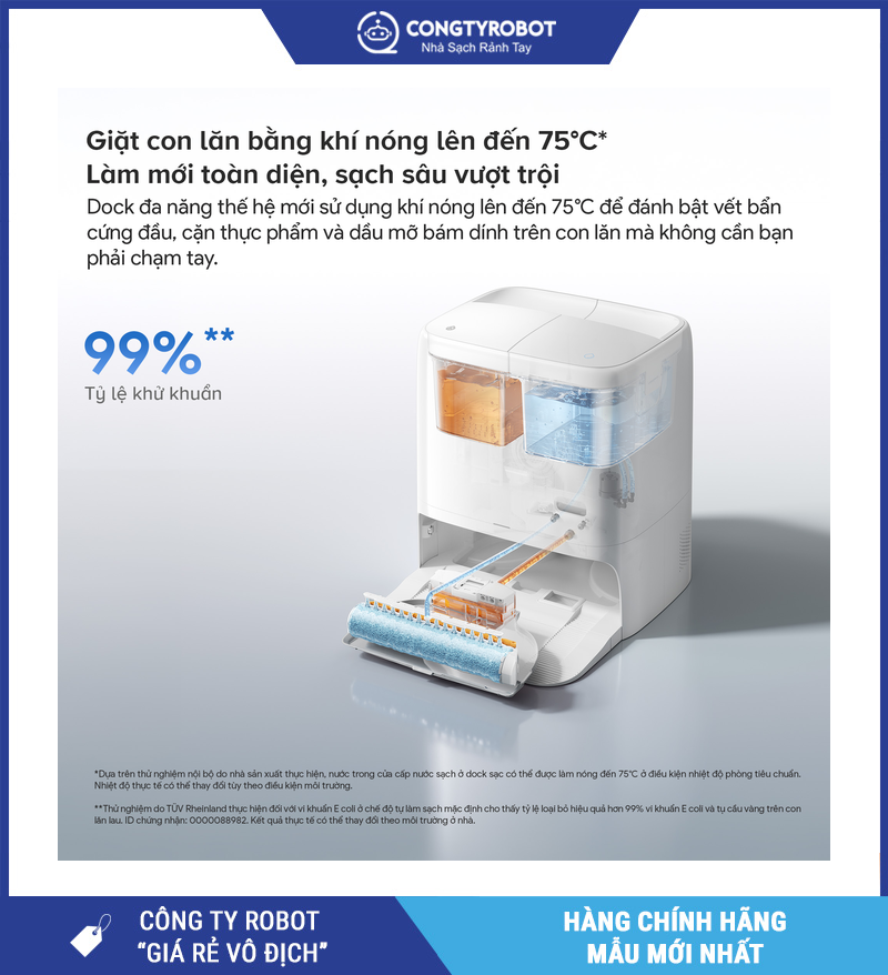 Dock giặt con lăn bằng nước nóng 75 độ C