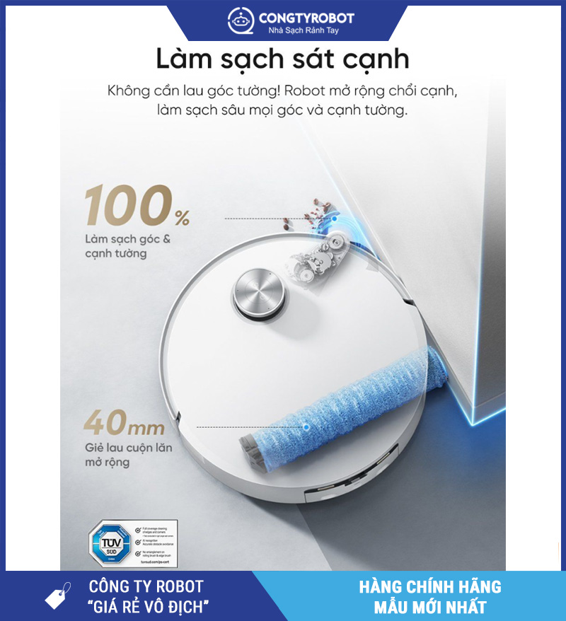 Dreame Aqua 10 Roller Trắng - Robot Hút Bụi Lau Nhà Thông Minh