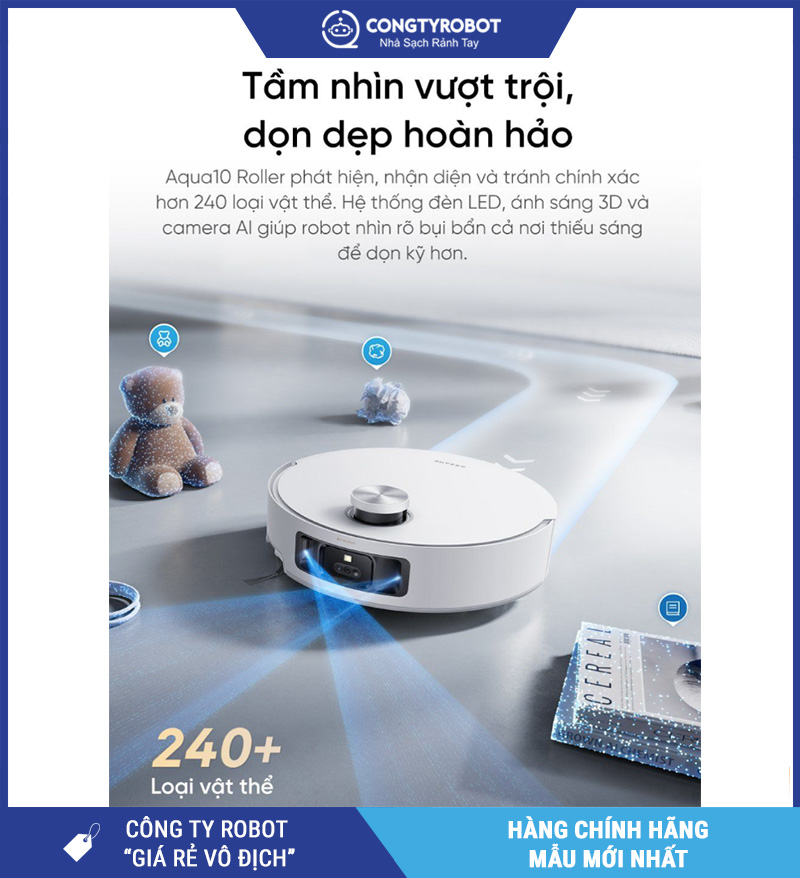 Dreame Aqua 10 Roller Trắng - Robot Hút Bụi Lau Nhà Thông Minh