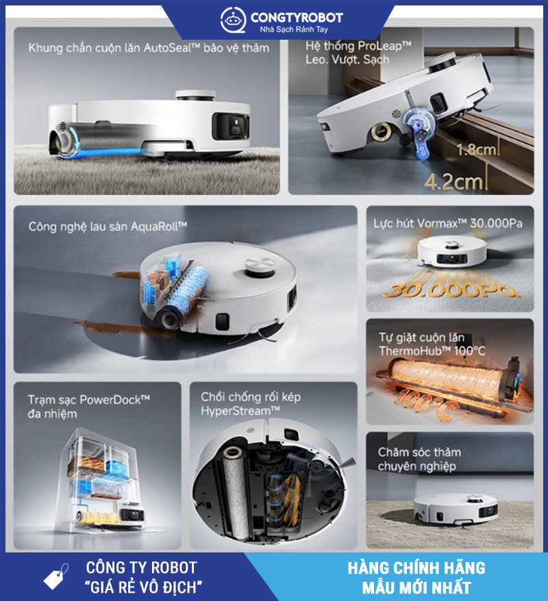 Dreame Aqua 10 Roller Trắng - Robot Hút Bụi Lau Nhà Thông Minh