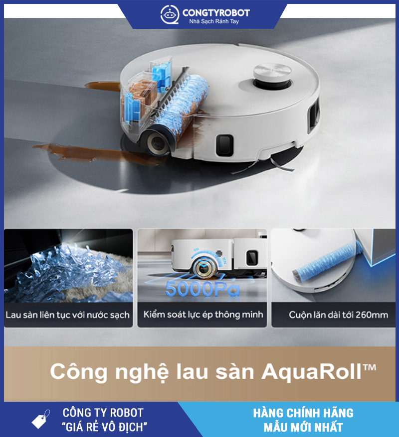 Dreame Aqua 10 Roller Trắng - Robot Hút Bụi Lau Nhà Thông Minh