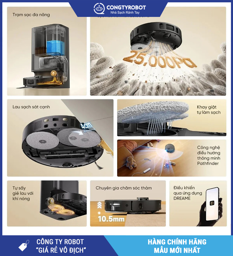 Dreame D30 Ultra CE Trắng/Đen - Robot hút bụi lau nhà