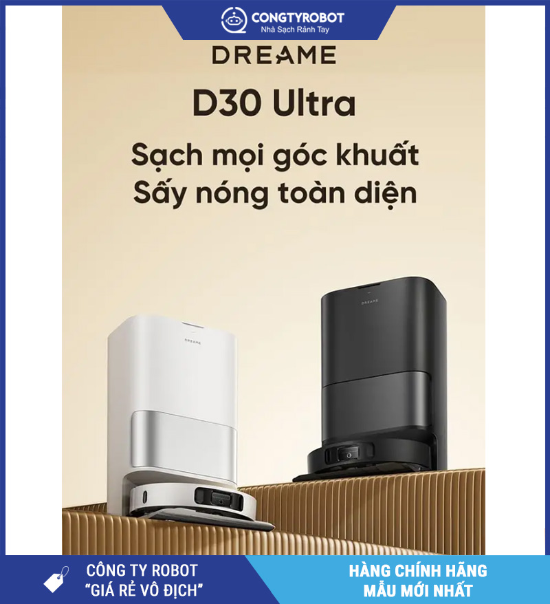 Robot hút bụi lau nhà Dreame D30 Ultra ( Đen/ Trắng) – Bản Quốc Tế