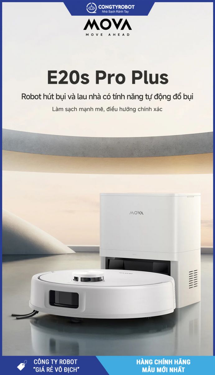 Mova E20s Pro Plus Trắng - Robot Hút Bụi Lau