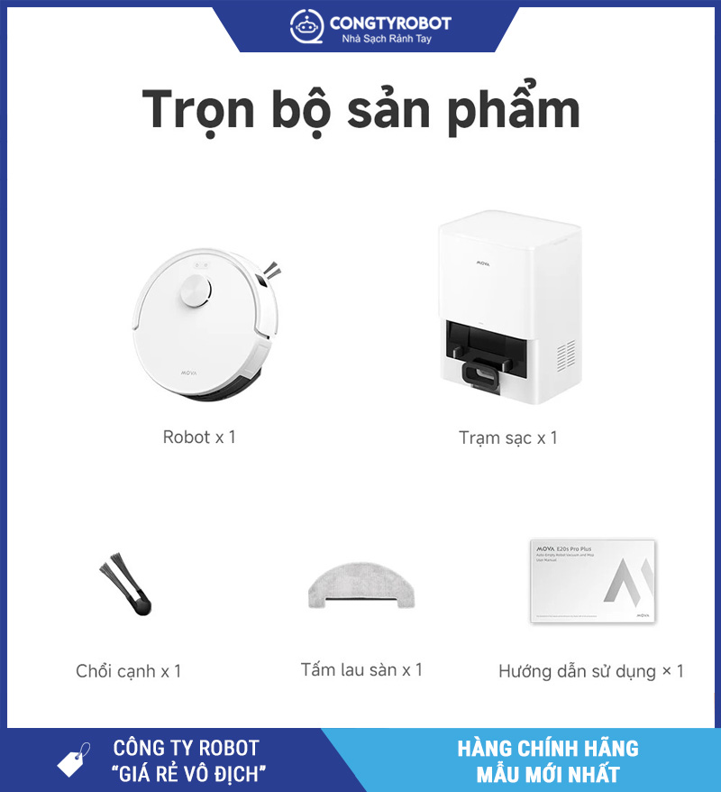 Mova E20s Pro Plus Trắng - Robot Hút Bụi Lau