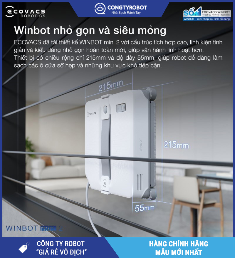 Ecovacs Winbot Mini 2 - Robot Lau Kính Thông Minh