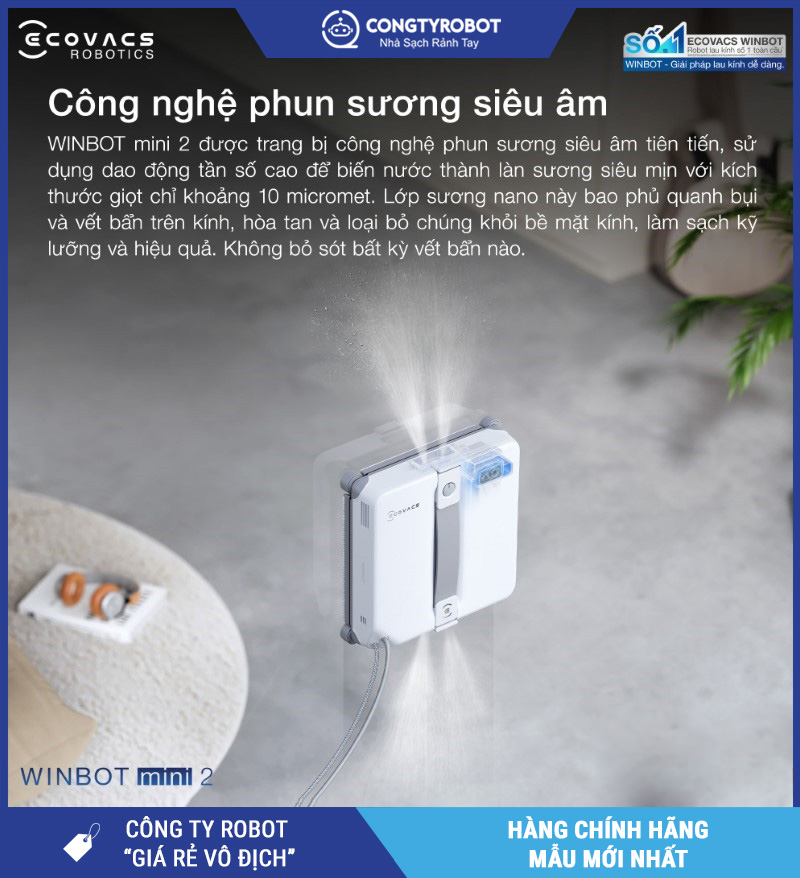 Ecovacs Winbot Mini 2 - Robot Lau Kính Thông Minh