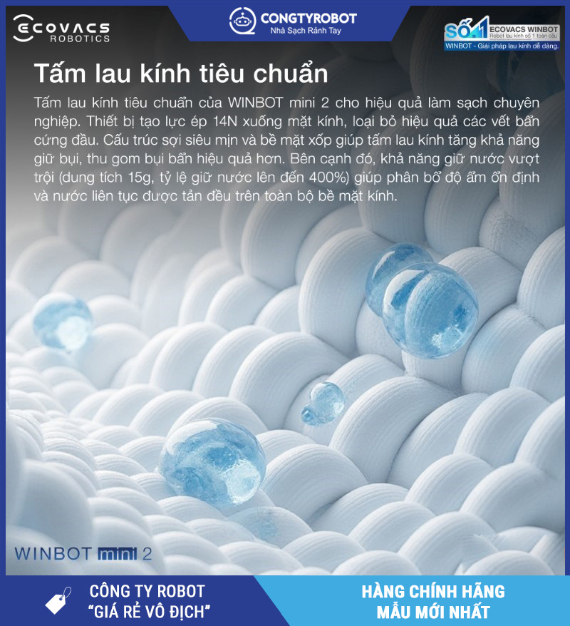 Ecovacs Winbot Mini 2 - Robot Lau Kính Thông Minh