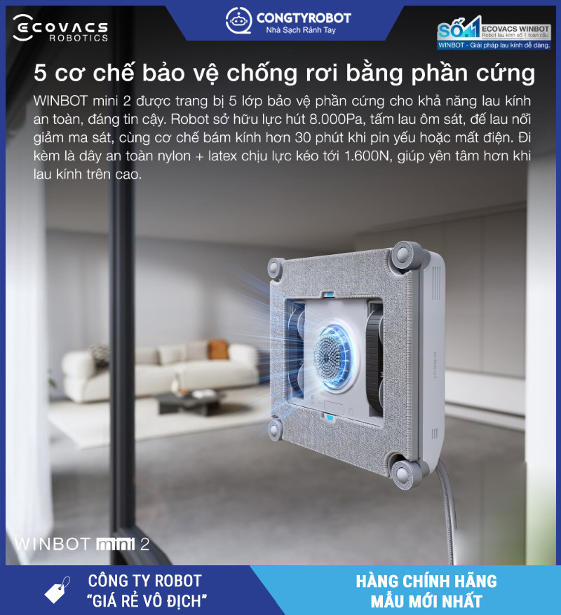 Ecovacs Winbot Mini 2 - Robot Lau Kính Thông Minh