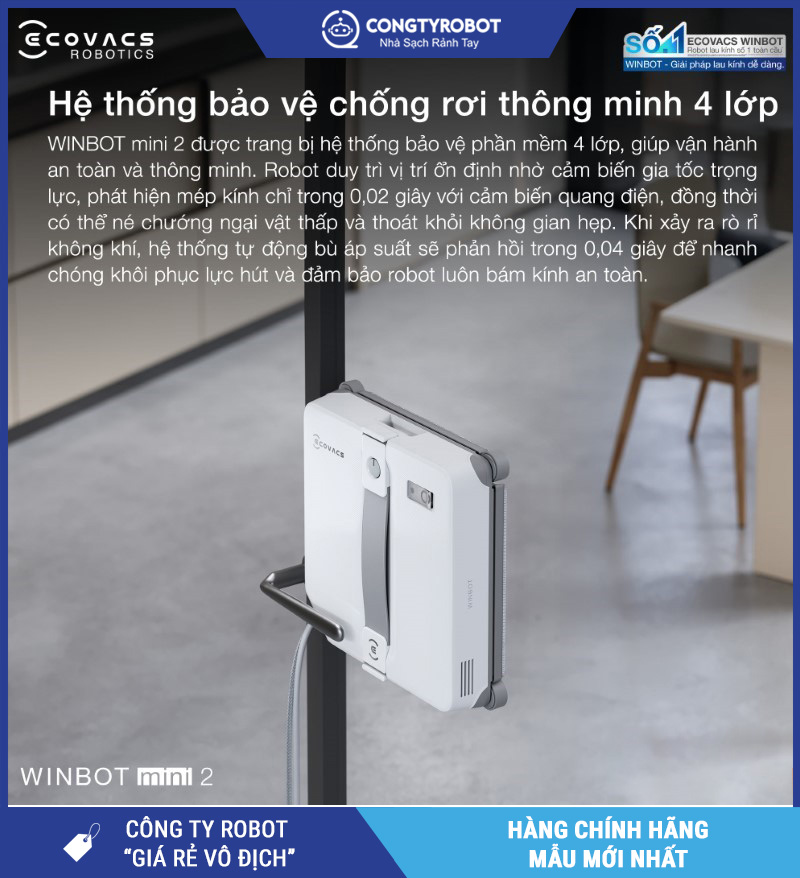 Ecovacs Winbot Mini 2 - Robot Lau Kính Thông Minh