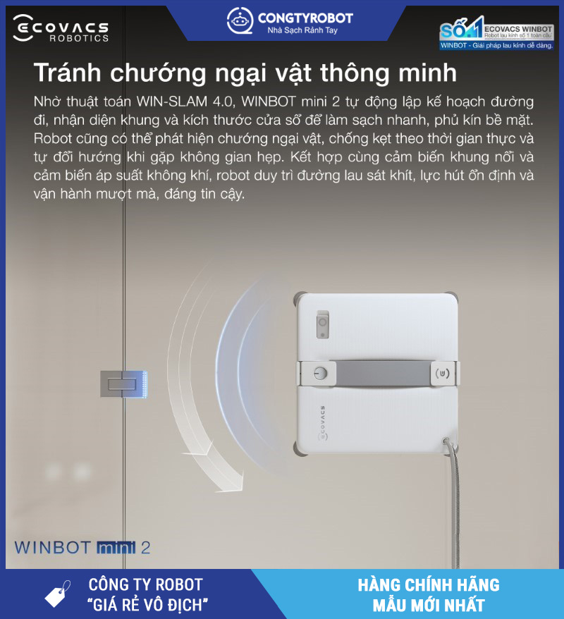 Ecovacs Winbot Mini 2 - Robot Lau Kính Thông Minh