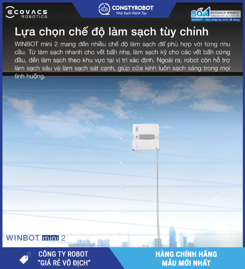 Ecovacs Winbot Mini 2 - Robot Lau Kính Thông Minh