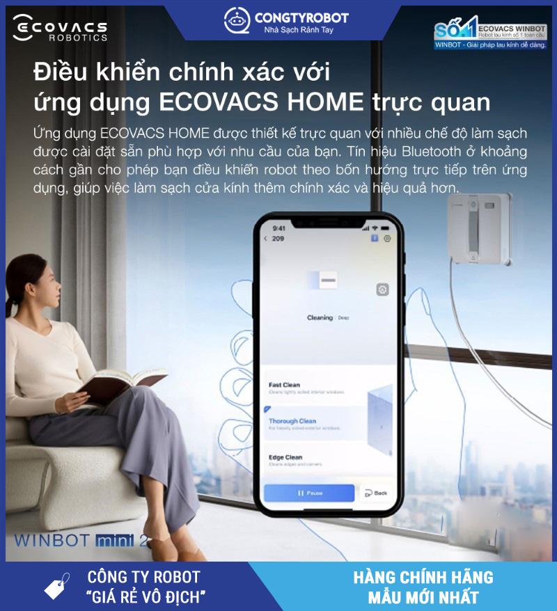 Ecovacs Winbot Mini 2 - Robot Lau Kính Thông Minh