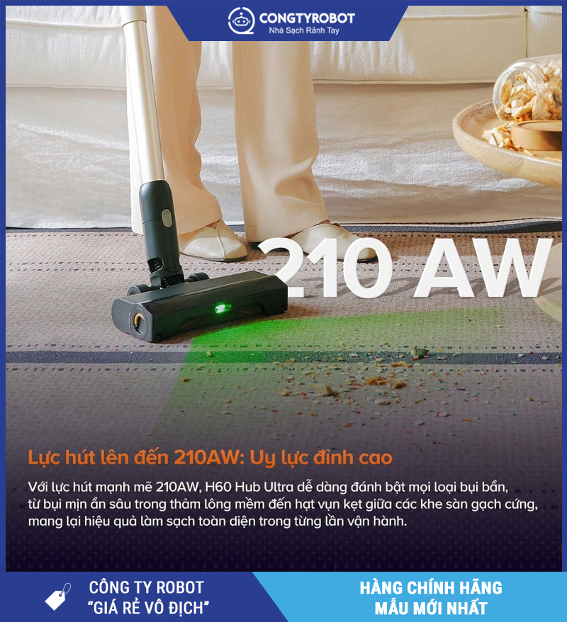 Roborock H60 Hub Ultra - Máy Hút Bụi Lau Nhà Cầm Tay