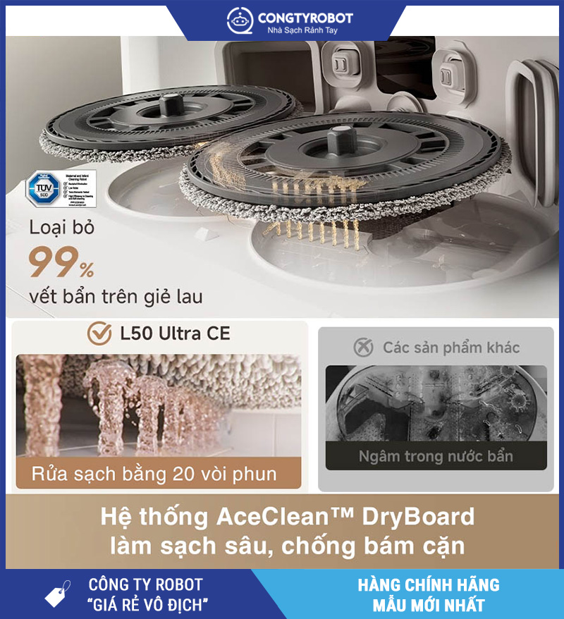 Dreame L50 Ultra CE Trắng - Robot Hút Bụi Lau Nhà Thông Minh