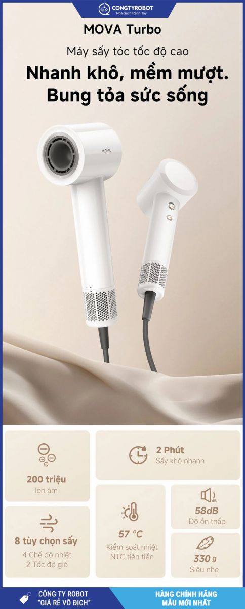Mova Turbo Hồng - Máy sấy tóc chính hãng