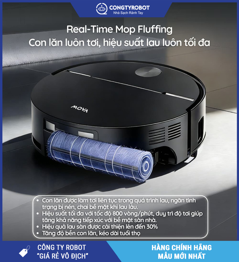 Mova Z70 Ultra Roller Complete Đen - Robot hút bụi lau nhà