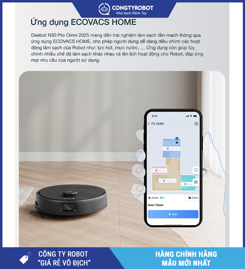 Ecovacs Deebot N30 Pro Omni 2025 - Robot hút bụi lau nhà