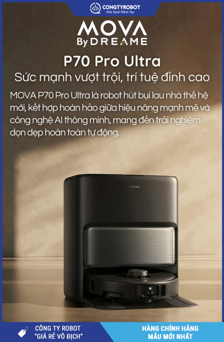 Mova P70 Pro Ultra Đen - Robot hút bụi lau nhà