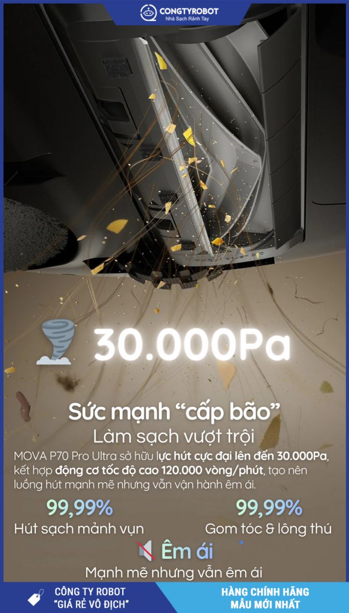 Mova P70 Pro Ultra Đen - Robot hút bụi lau nhà