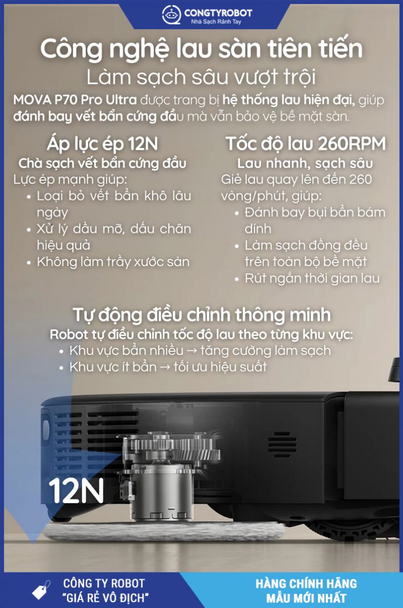 Mova P70 Pro Ultra Đen - Robot hút bụi lau nhà
