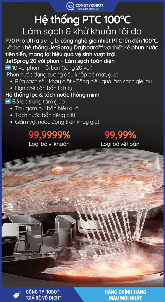 Mova P70 Pro Ultra Đen - Robot hút bụi lau nhà