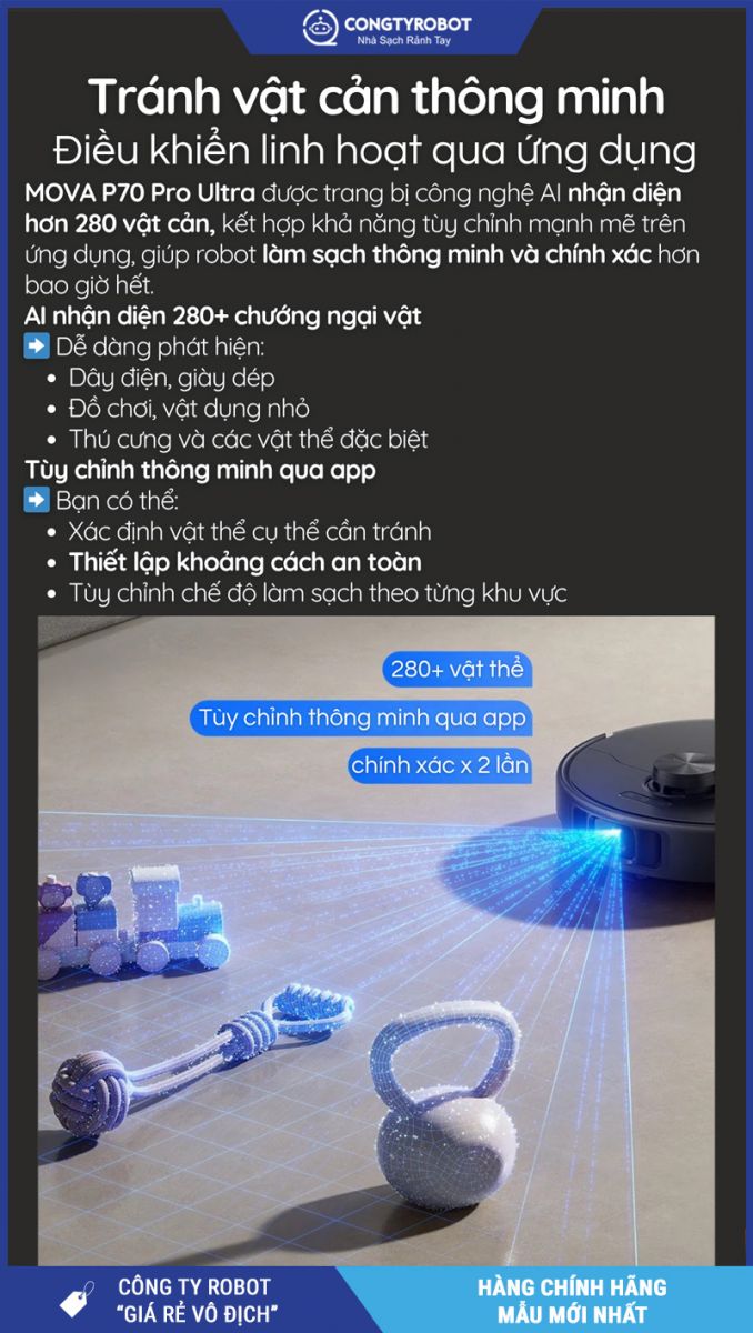 Mova P70 Pro Ultra Đen - Robot hút bụi lau nhà