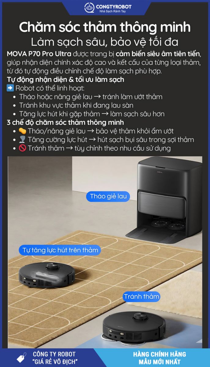 Mova P70 Pro Ultra Đen - Robot hút bụi lau nhà