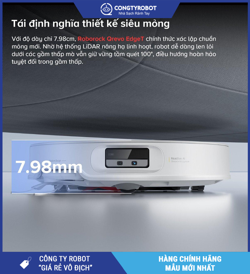 Roborock Q Revo EdgeT - Robot Hút Bụi Lau Nhà Bản Quốc Tế