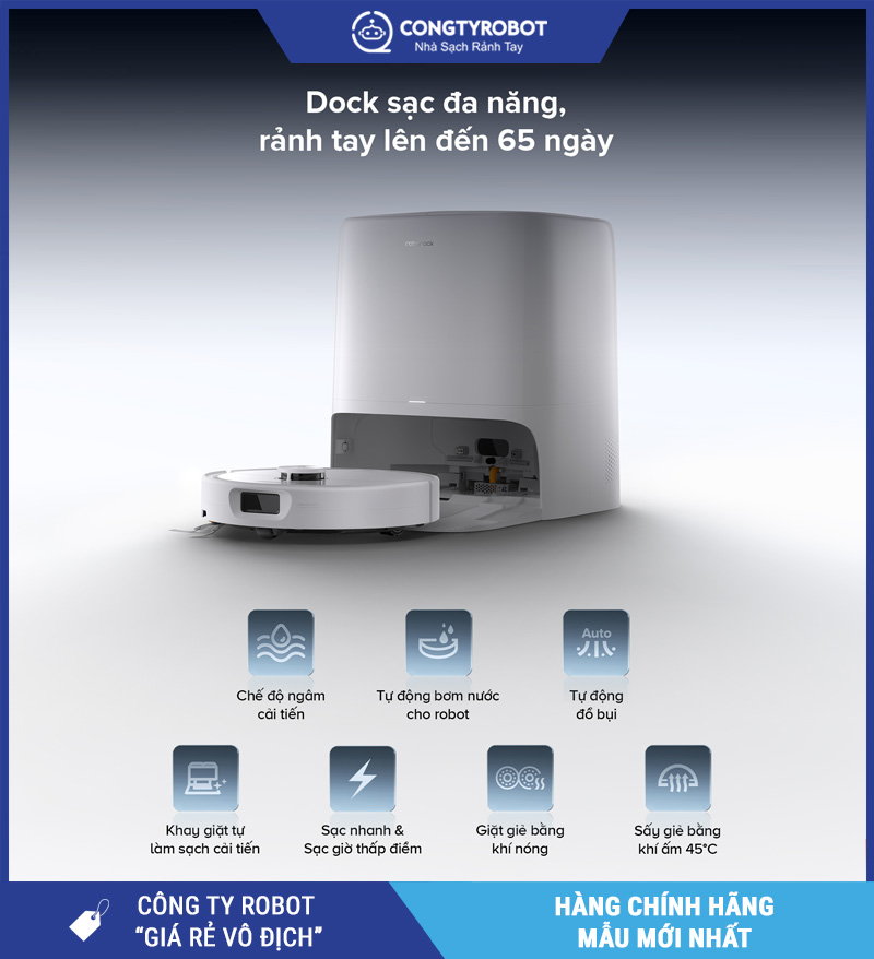 Roborock Qrevo 2 Pro Trắng - Robot Hút Bụi Lau Nhà Thông Minh