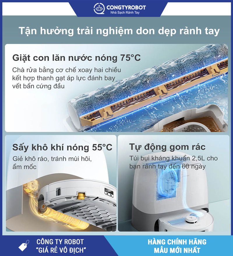 Roborock Q revo Curv2 Flow Trắng - Robot Hút Lau Nhà Bụi Thông Minh