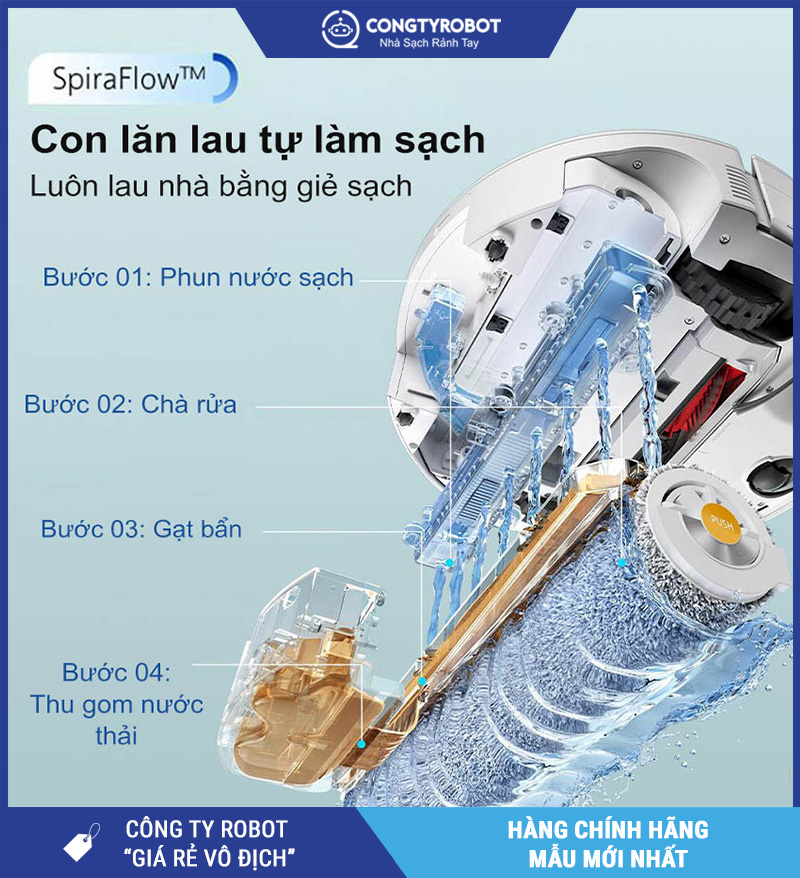 Roborock Q revo Curv2 Flow Trắng - Robot Hút Lau Nhà Bụi Thông Minh