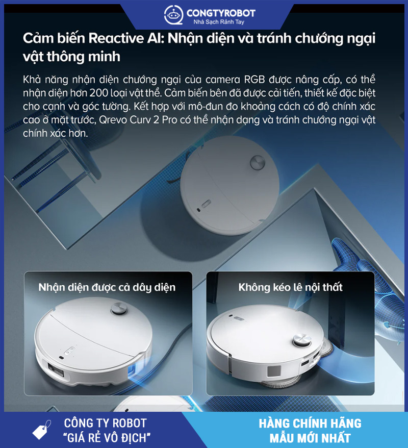 Roborock Q revo Curv2 Pro Trắng - Robot Hút Bụi Lau Nhà Thông Minh