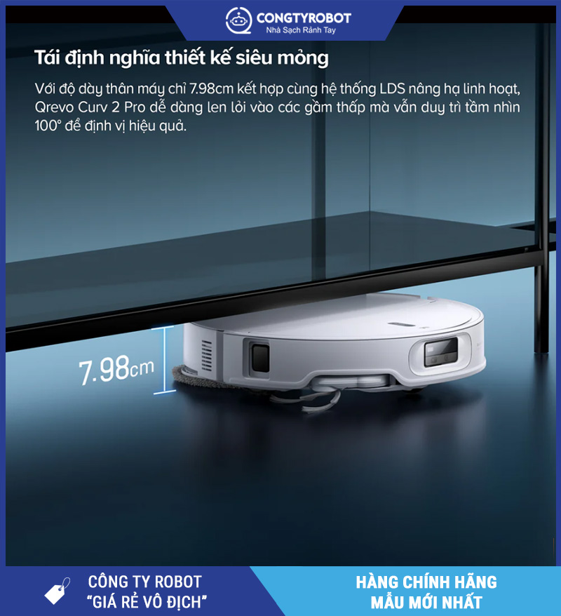 Roborock Q revo Curv2 Pro Trắng - Robot Hút Bụi Lau Nhà Thông Minh