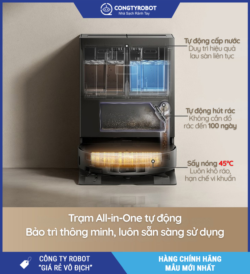 Mova S70 Roller Trắng/Đen - Robot hút bụi lau nhà