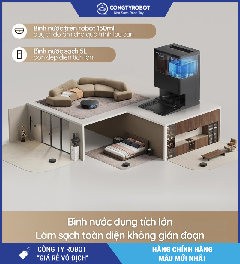 Mova S70 Roller Trắng/Đen - Robot hút bụi lau nhà