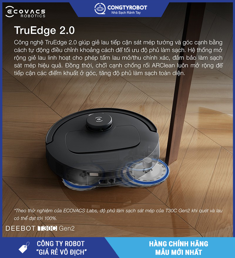 Ecovacs Deebot T30C Gen 2 Trắng/Đen - Robot hút bụi lau nhà