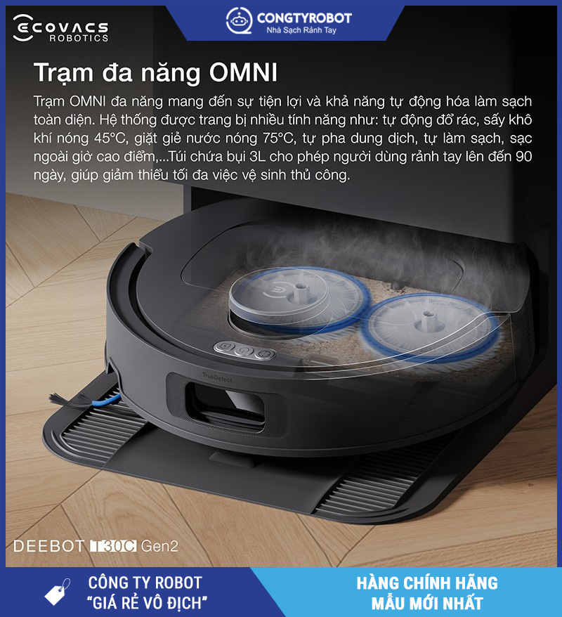 Ecovacs Deebot T30C Gen 2 Trắng/Đen - Robot hút bụi lau nhà