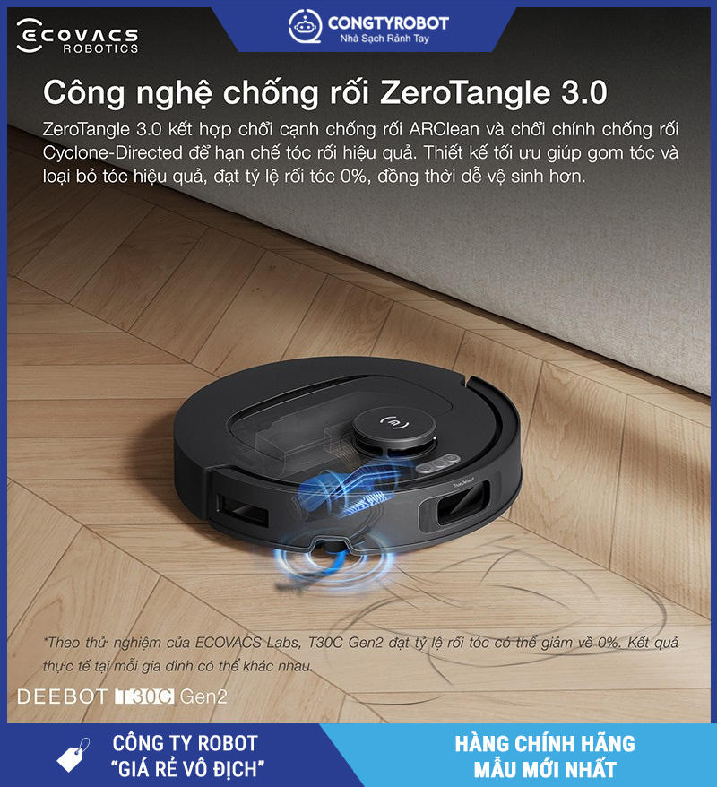 Ecovacs Deebot T30C Gen2 Trắng/Đen - Robot hút bụi lau nhà