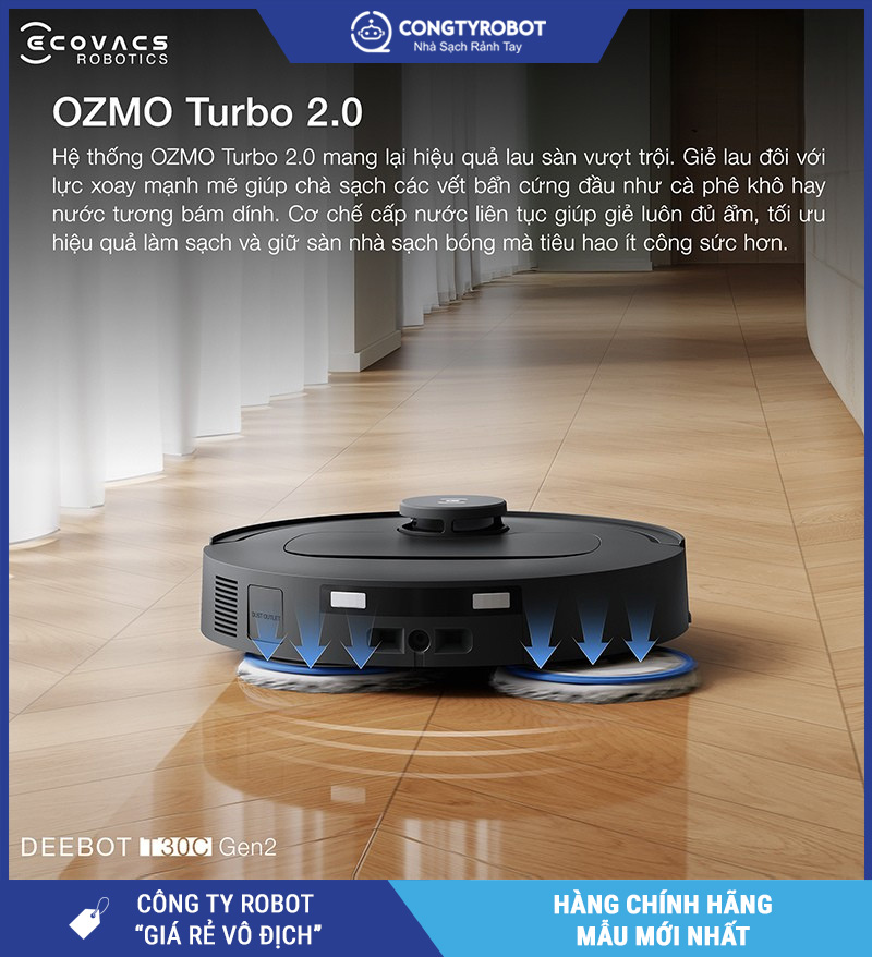 Ecovacs Deebot T30C Gen2 Trắng/Đen - Robot hút bụi lau nhà