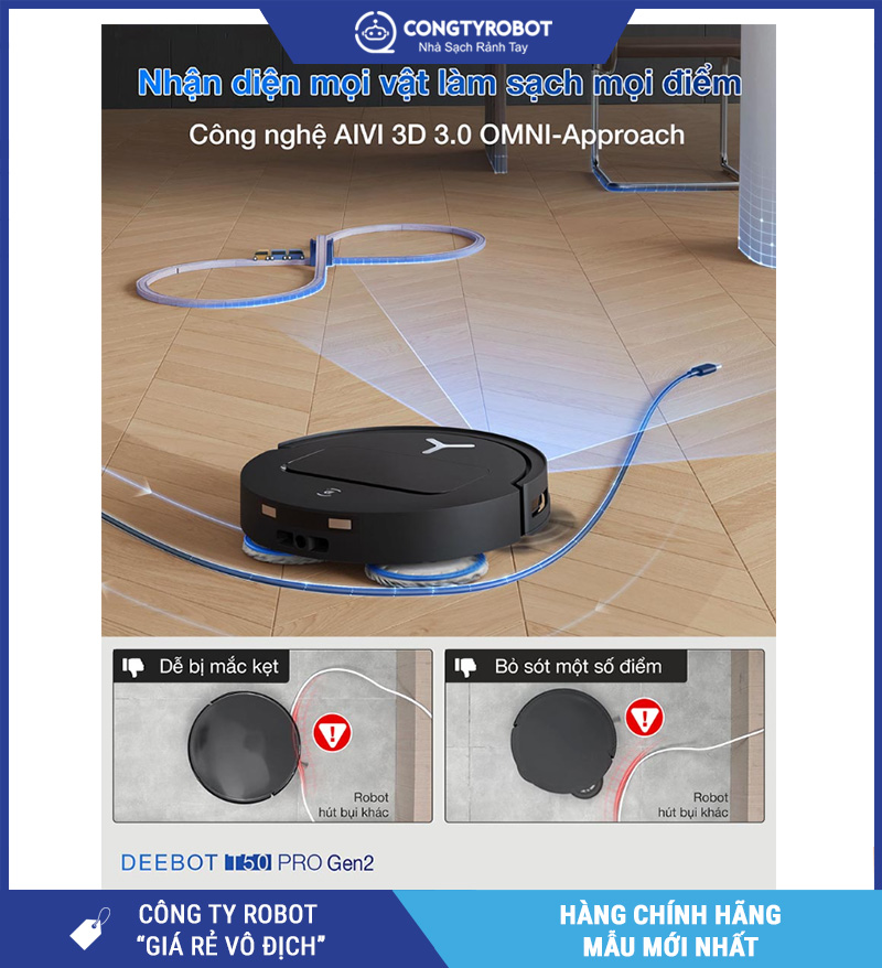 Robot hút bụi lau nhà Ecovacs Deebot T50 Pro Omni Gen 2 – Bản Quốc Tế