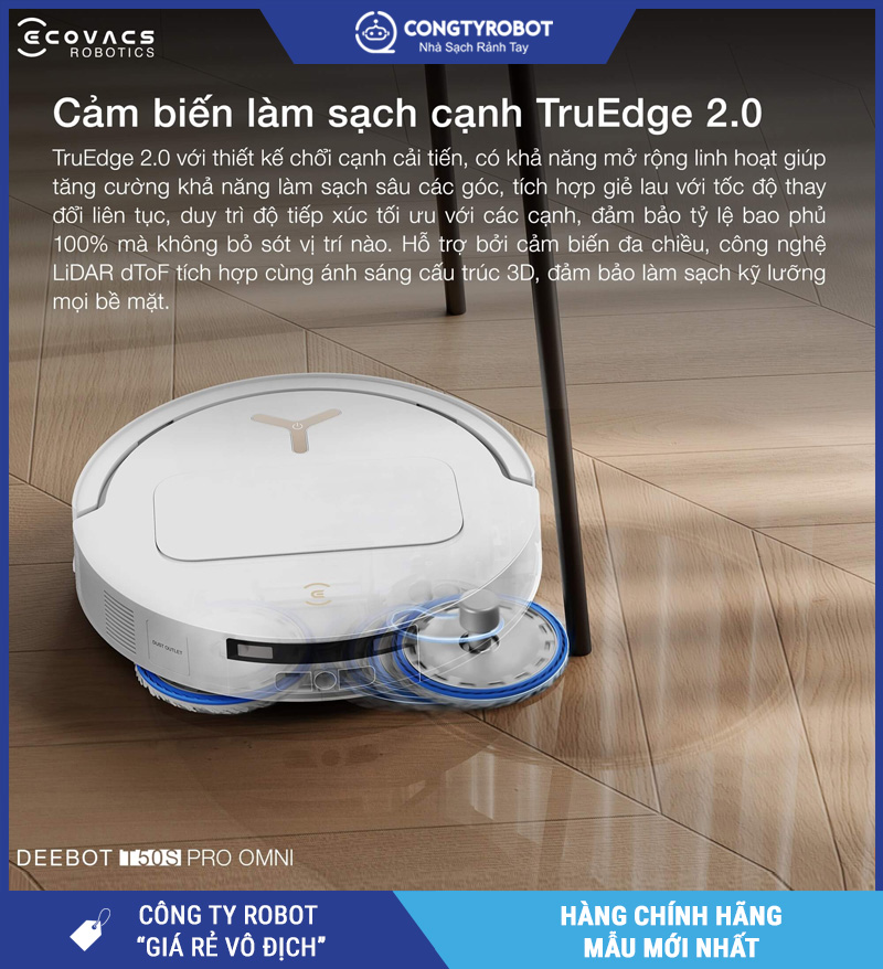 Ecovacs T50S Pro Omni Trắng/Đen - Robot hút bụi lau nhà