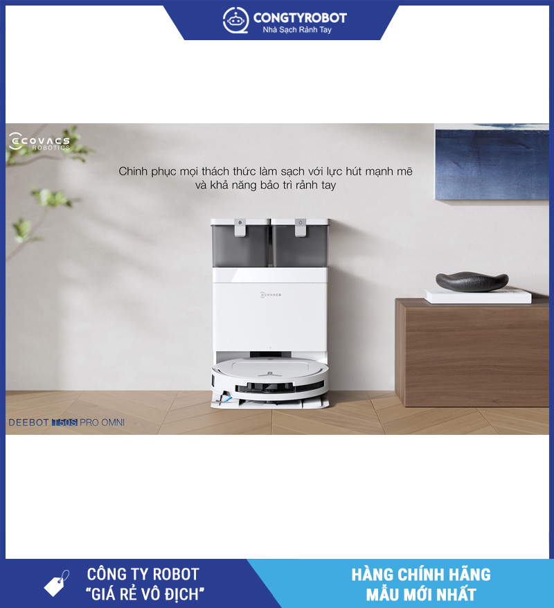 Ecovacs T50S Pro Omni Trắng/Đen - Robot hút bụi lau nhà