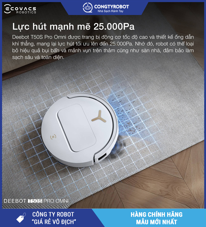 Ecovacs T50S Pro Omni Trắng/Đen - Robot hút bụi lau nhà