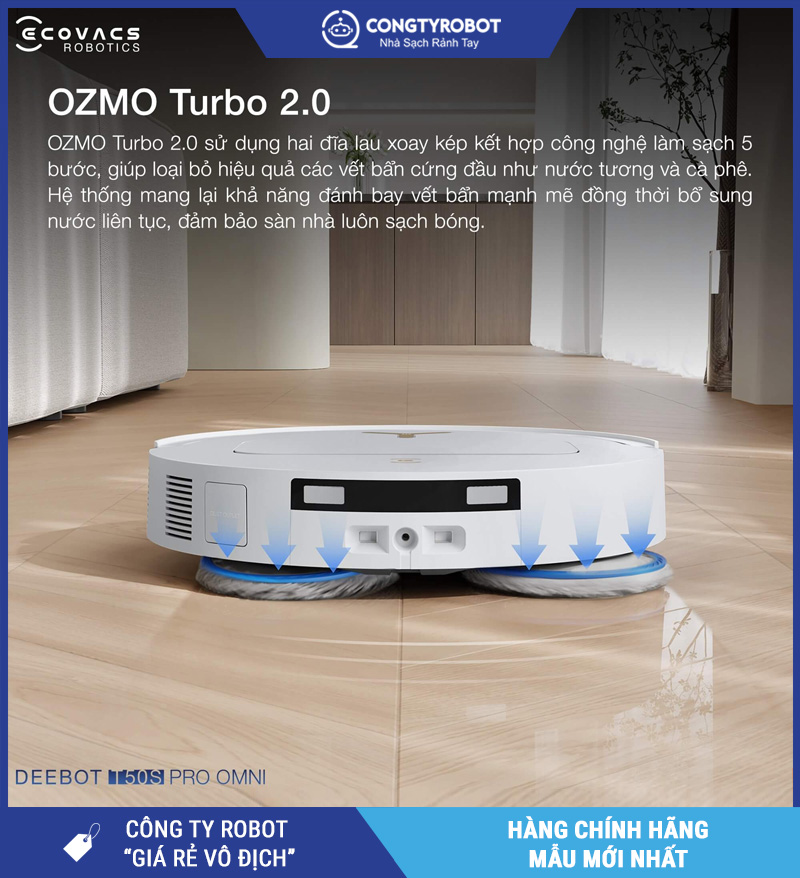 Ecovacs T50S Pro Omni Trắng/Đen - Robot hút bụi lau nhà